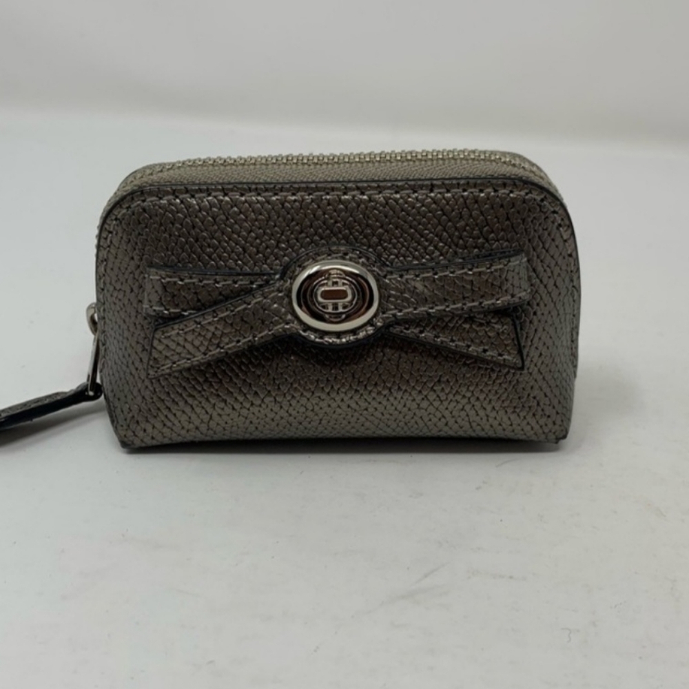 Coach Pouch Small Zip Top Gray Gunmetal Turnlock